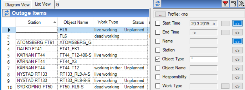Einblicke in unsere Outage Management Lösung Liste Einblicke in unsere Outage Management Lösung